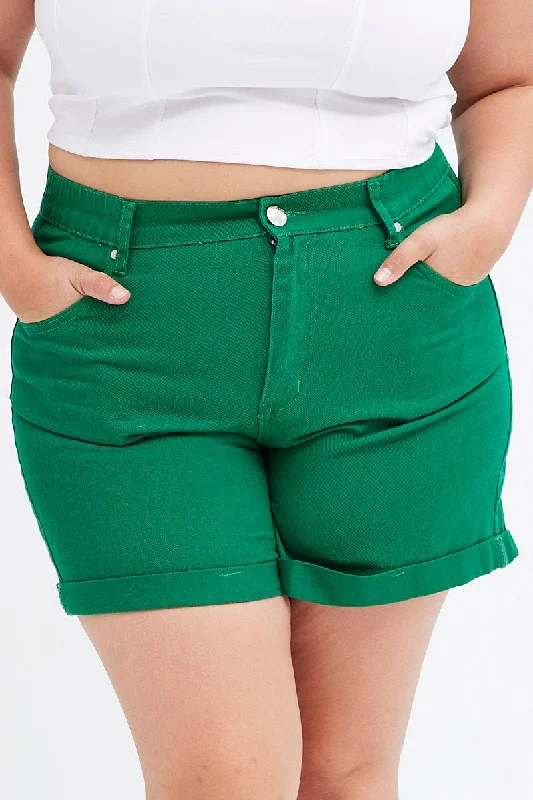 Green Mom Denim Shorts High Rise