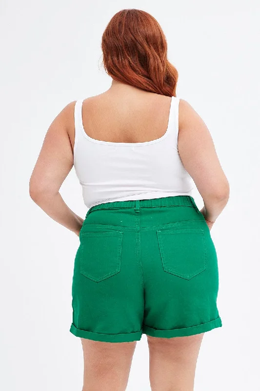 Green Mom Denim Shorts High Rise