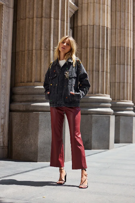 Hayden Burgundy Faux Leather Pants