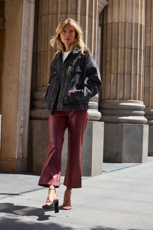 Hayden Burgundy Faux Leather Pants