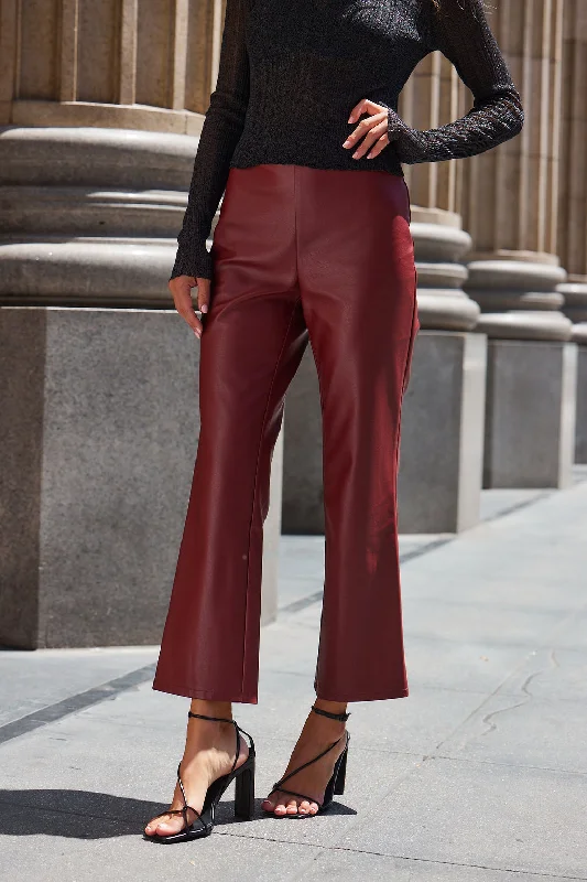 Hayden Burgundy Faux Leather Pants