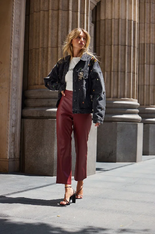 Hayden Burgundy Faux Leather Pants