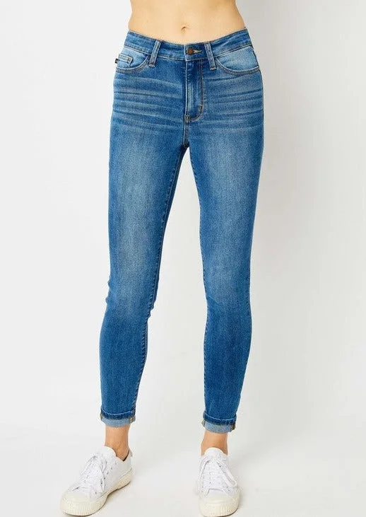 Judy Blue High Waist Cuffed Skinny Jeans