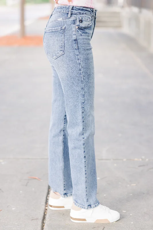 KanCan: Here For It Medium Wash Straight Leg Jeans