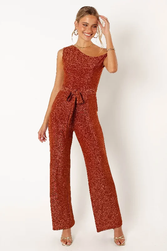 Katarina Off Shoulder Jumpsuit - Bronze