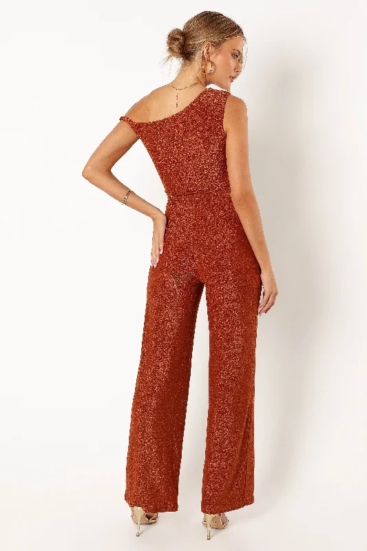 Katarina Off Shoulder Jumpsuit - Bronze