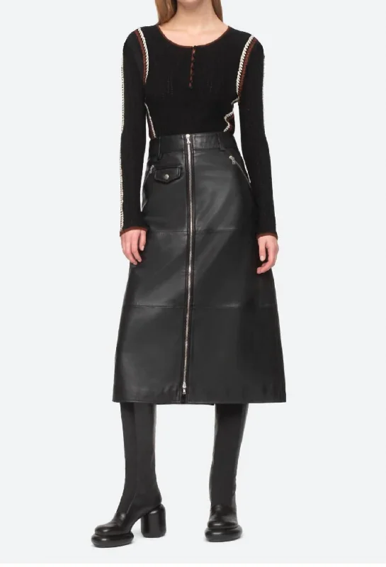 Lilia Leather Skirt In Black