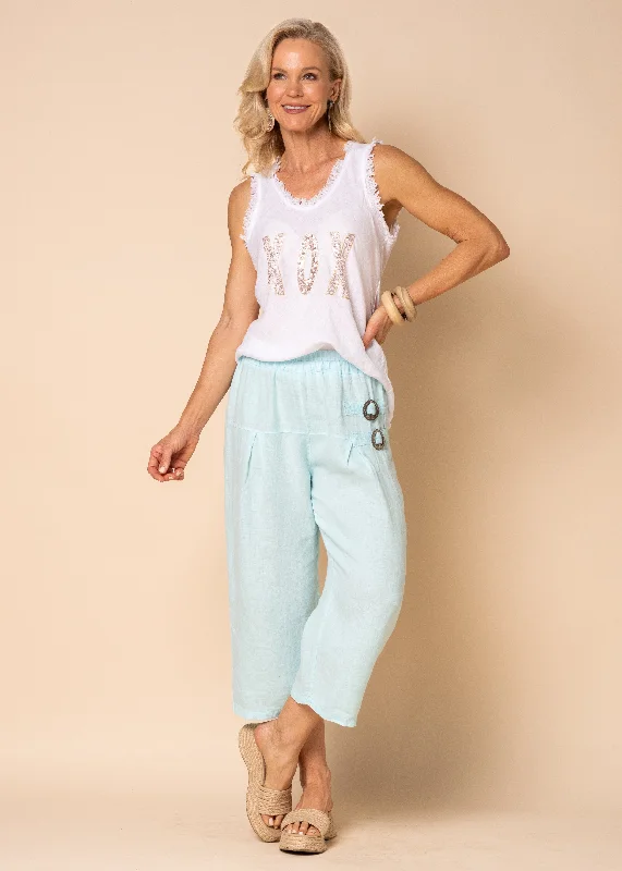 Lotti Linen Pants in Aqua Mist