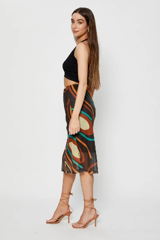 Marble Print Mesh Fabric Slip Skirt