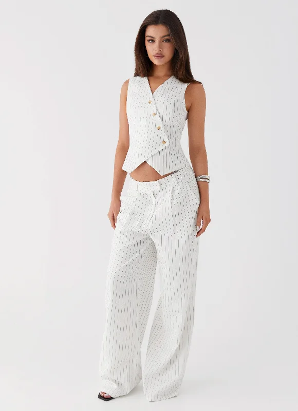 Midnight City Suit Pants - White Pinstripe