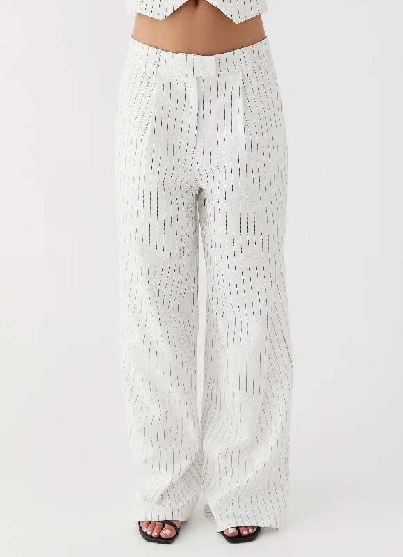 Midnight City Suit Pants - White Pinstripe