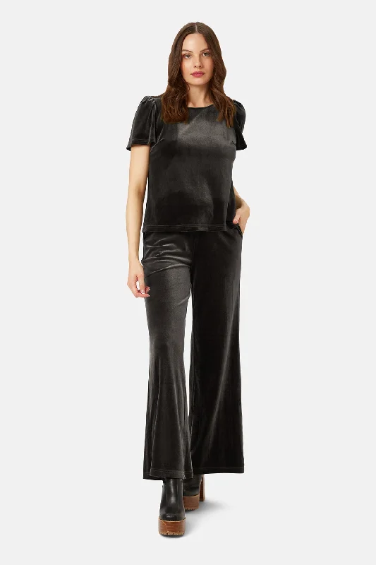 Never Say Goodbye Velvet Trousers in Black