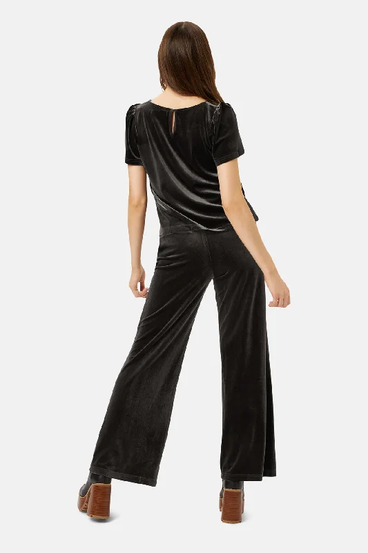 Never Say Goodbye Velvet Trousers in Black