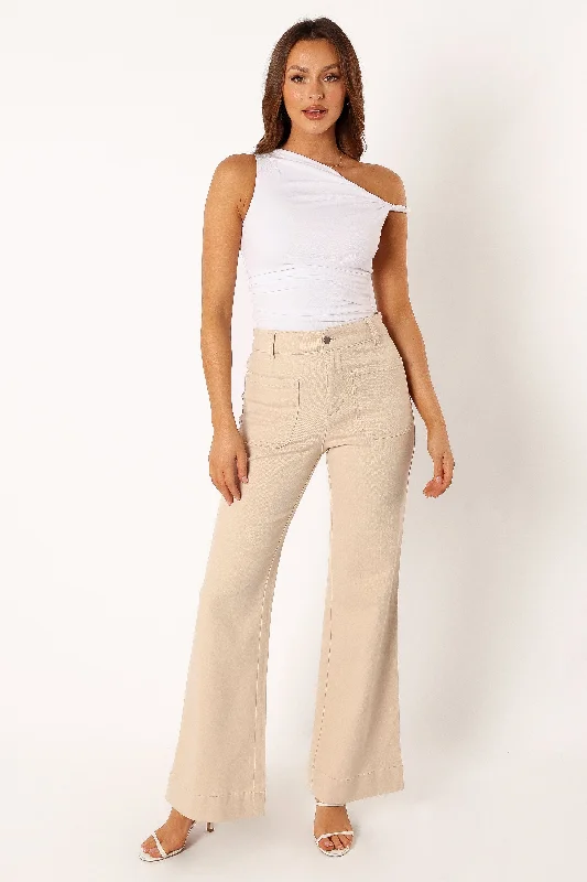 Nico Wide Leg Jean - Beige