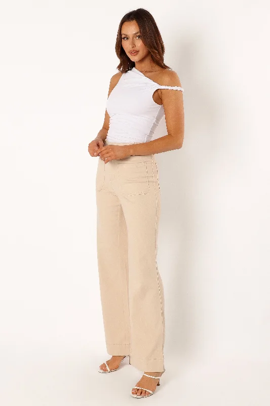 Nico Wide Leg Jean - Beige