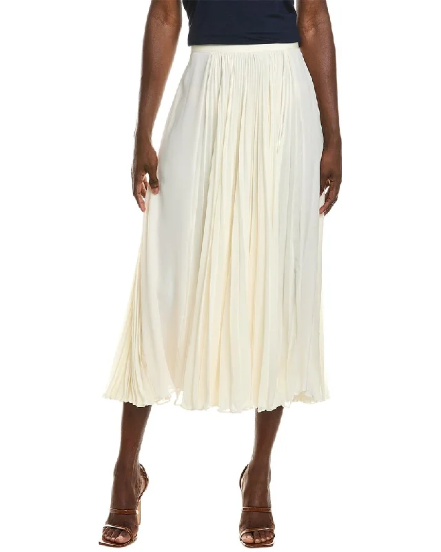 Oscar de la Renta Pleated Silk A-Line Skirt