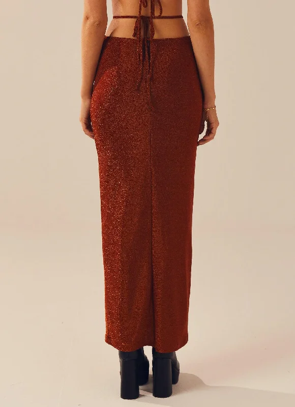 Out of Service Lurex Maxi Skirt - Spiced Lurex