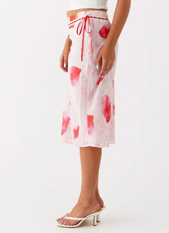 Peony Quartz Midi Skirt - Pink Poppy