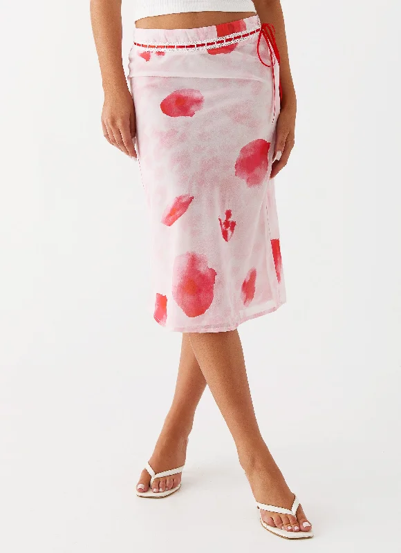 Peony Quartz Midi Skirt - Pink Poppy