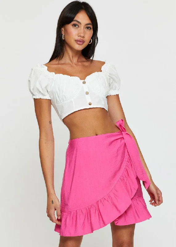 Pink Wrap Skirt Mini High Rise