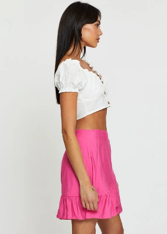 Pink Wrap Skirt Mini High Rise