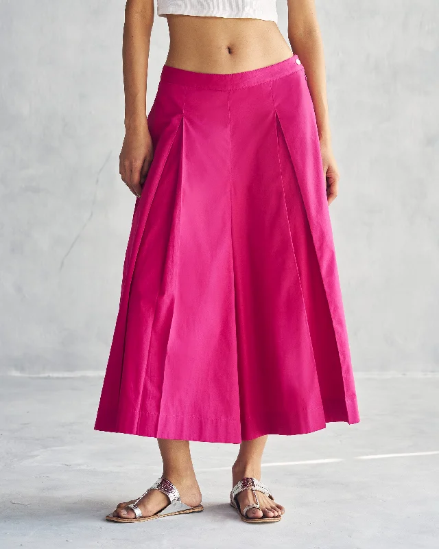 Pleated Flare Culottes - Berry