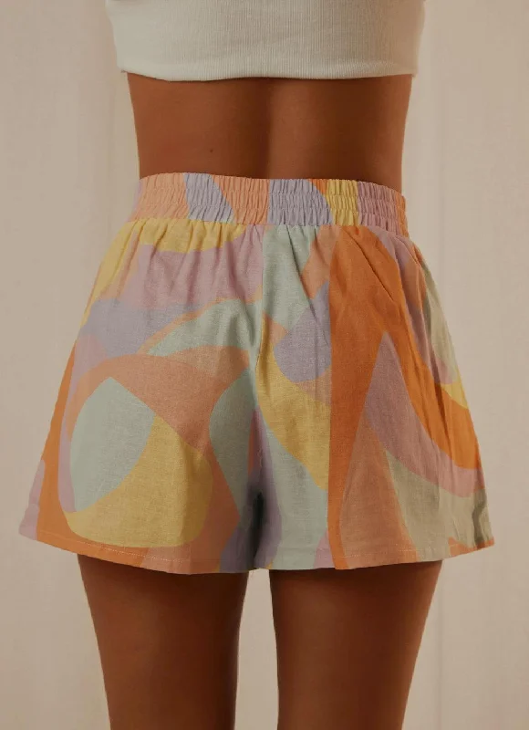 Raffi Linen Shorts - Pastel Wave