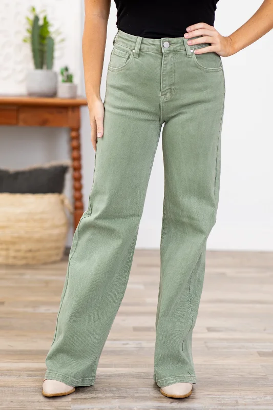 Risen Sage Garment Dyed Tummy Control Jeans