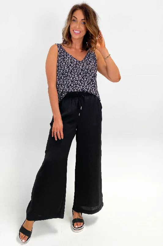 Shine On Label Rowena Wide Leg Pants Black