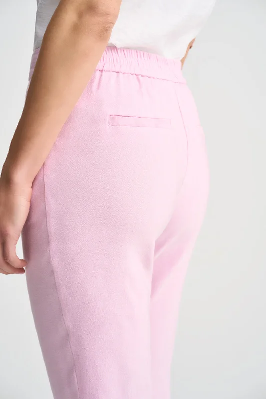 Tab Detail Linen Pant - Pink Lilac