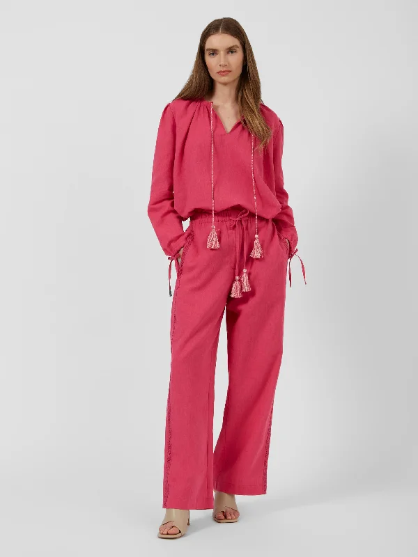 Spring Linen Mix Drawstring Trousers