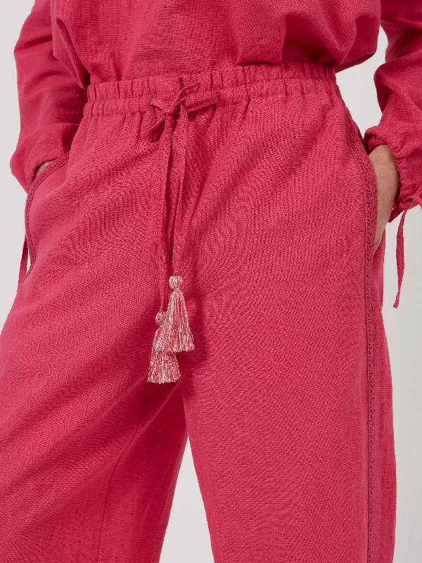 Spring Linen Mix Drawstring Trousers