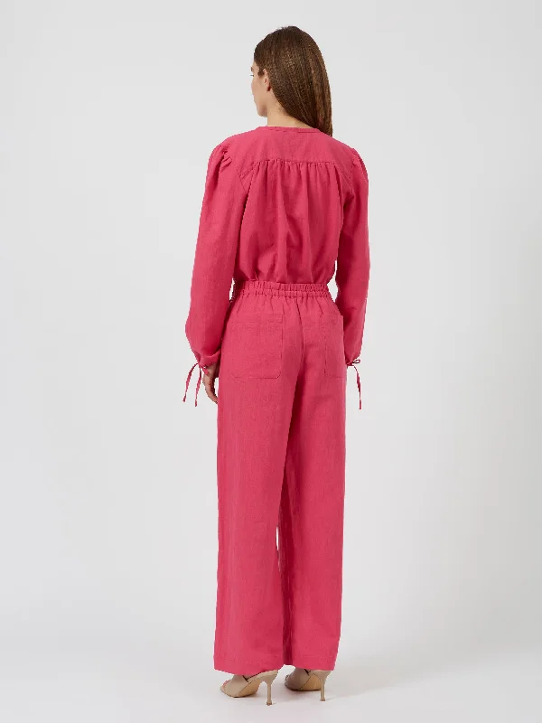 Spring Linen Mix Drawstring Trousers