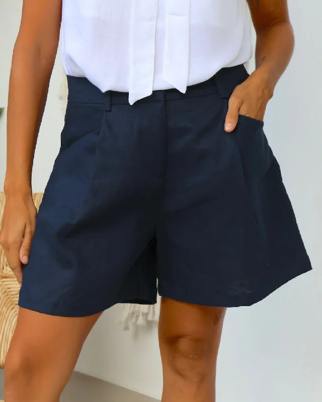 Tali Short - Navy Linen