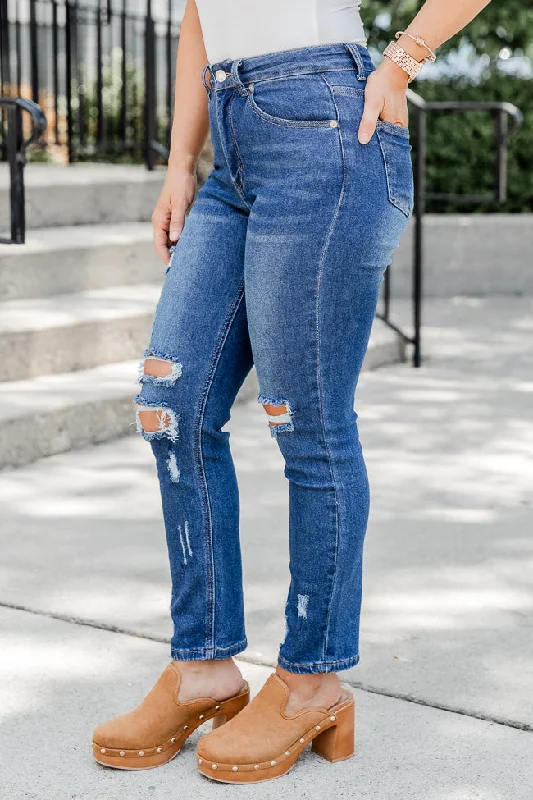 The Mom Jeans Dark Wash Straight Leg Jeans