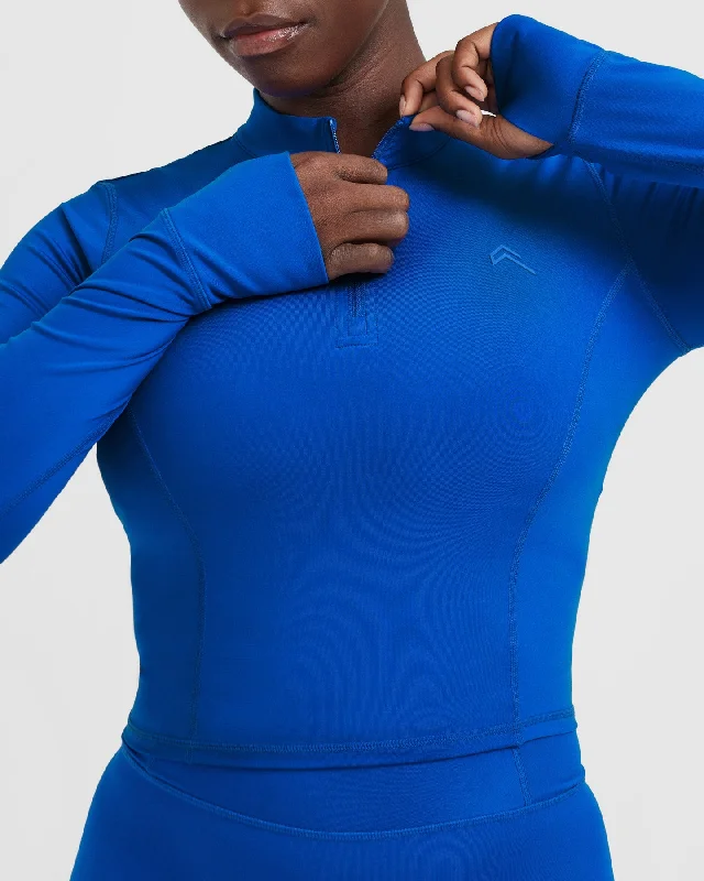 Timeless Half Zip Mid Long Sleeve Top | Cobalt