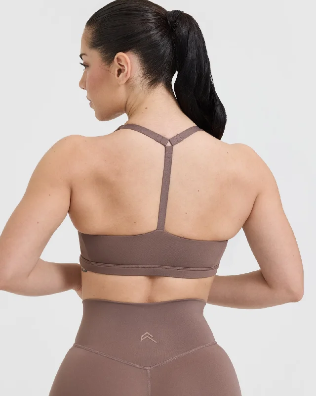 Timeless Square Neck Sports Bra | Cool Brown