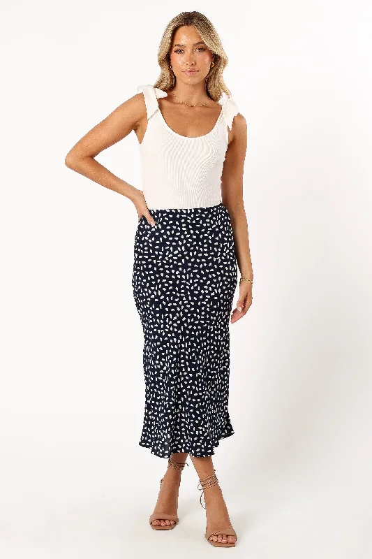 Tyler Midi Skirt - Navy Print