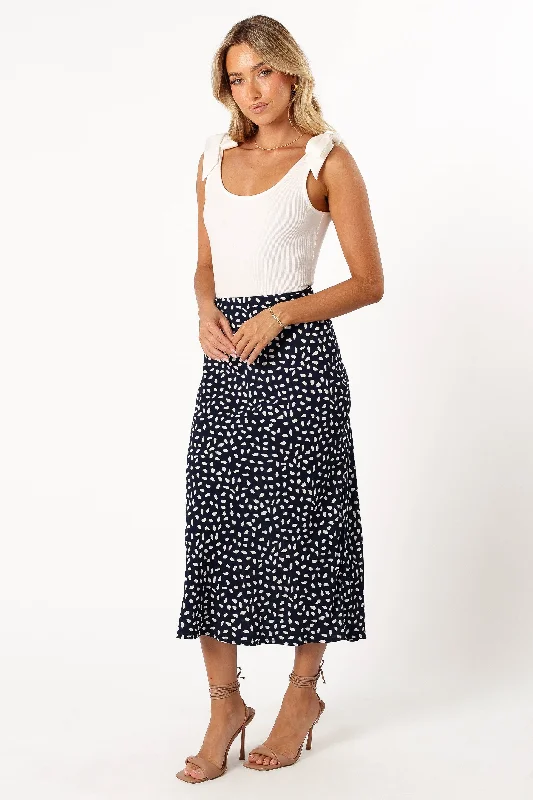 Tyler Midi Skirt - Navy Print