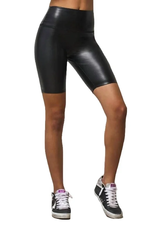 Vegan Leather Bike Short In Black