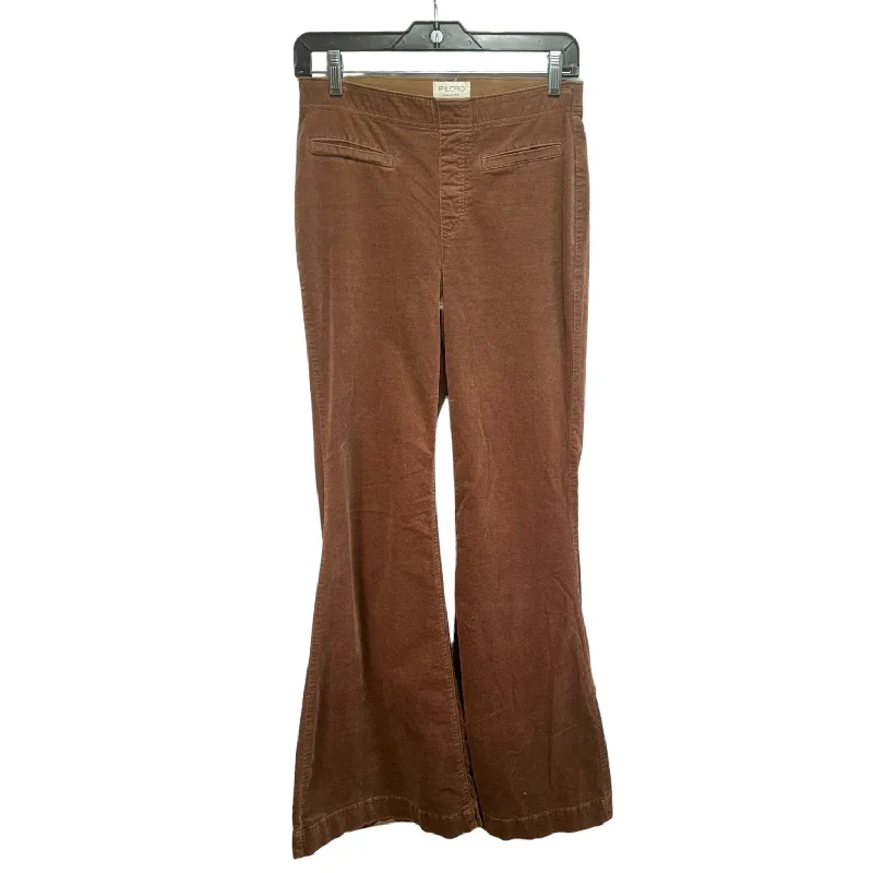 Velour Flared Pants By Pilcro In Brown, Size: S