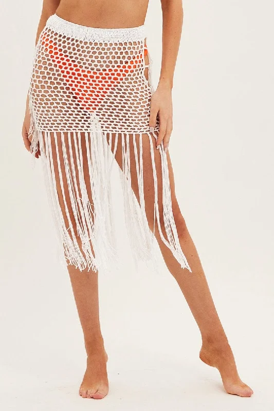 White Crochet Beach Skirt