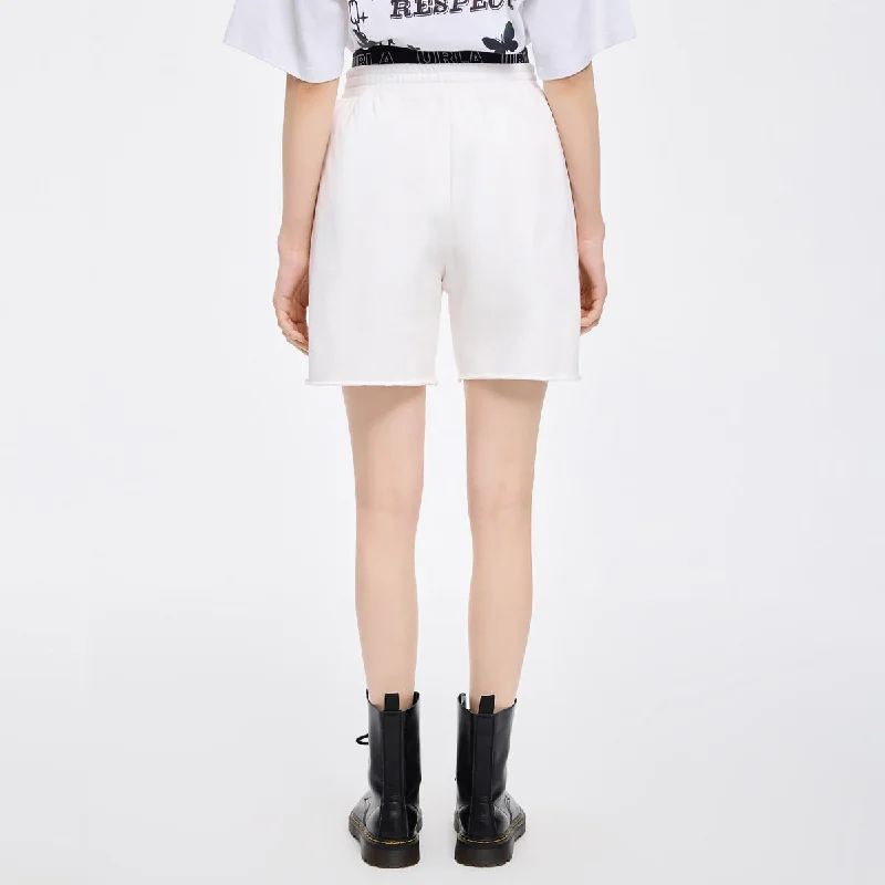 White Elastic Waist Shorts