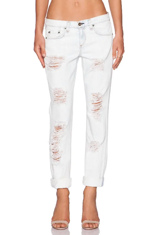 Women Rebel Boyfriend Jeans In Aged Bright White