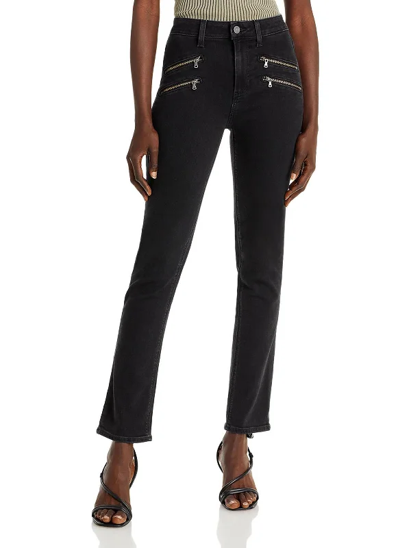 Womens Denim High Rise Straight Leg Jeans