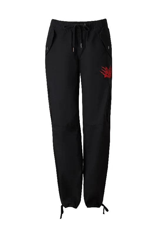 Womens Drag-Flame Cargo Trouser - Black