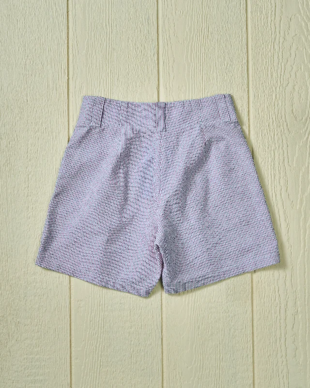 Women's Pleated Short in Overdyed Blue Seersucker