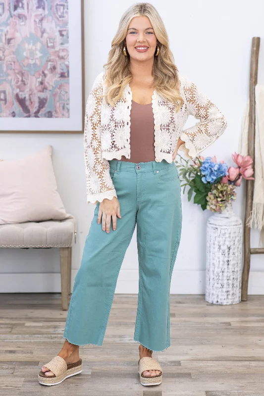 YMI Mint Cropped Wide Leg Trouser Pants