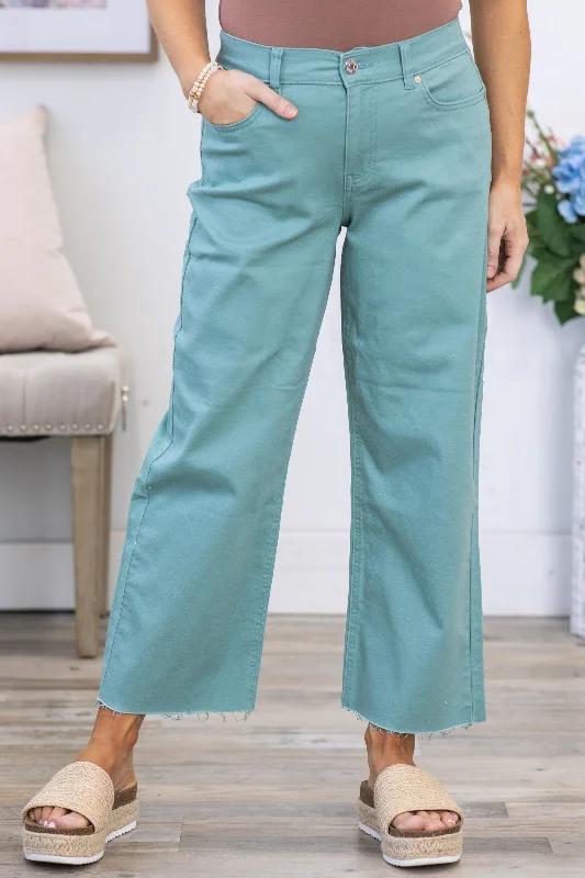 YMI Mint Cropped Wide Leg Trouser Pants