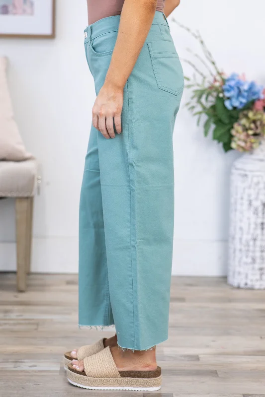 YMI Mint Cropped Wide Leg Trouser Pants